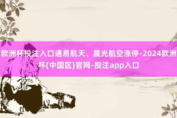 欧洲杯投注入口通易航天、晨光航空涨停-2024欧洲杯(中国区)官网-投注app入口