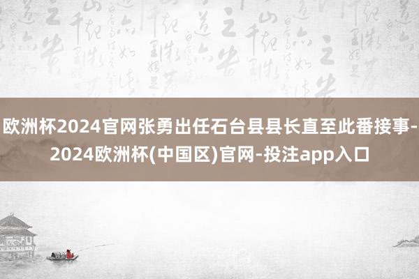欧洲杯2024官网张勇出任石台县县长直至此番接事-2024欧洲杯(中国区)官网-投注app入口