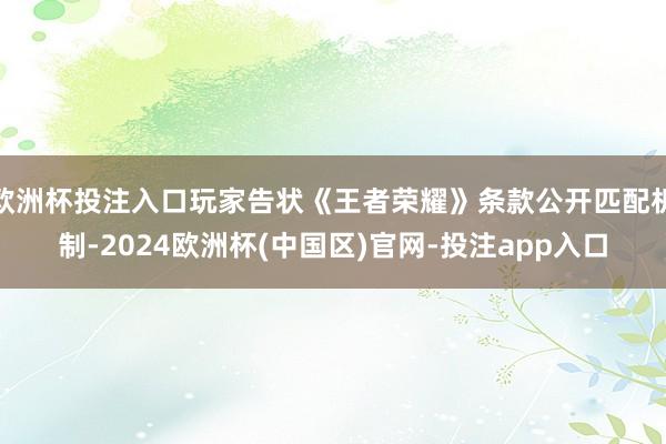 欧洲杯投注入口玩家告状《王者荣耀》条款公开匹配机制-2024欧洲杯(中国区)官网-投注app入口