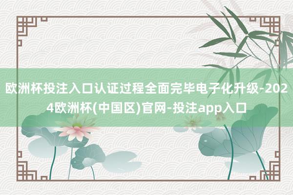 欧洲杯投注入口认证过程全面完毕电子化升级-2024欧洲杯(中国区)官网-投注app入口