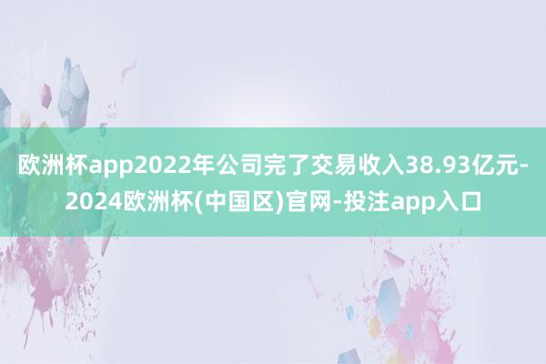 欧洲杯app2022年公司完了交易收入38.93亿元-2024欧洲杯(中国区)官网-投注app入口