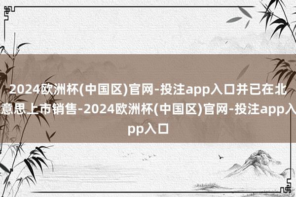 2024欧洲杯(中国区)官网-投注app入口并已在北好意思上市销售-2024欧洲杯(中国区)官网-投注app入口