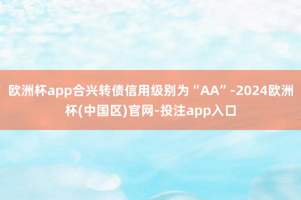 欧洲杯app合兴转债信用级别为“AA”-2024欧洲杯(中国区)官网-投注app入口