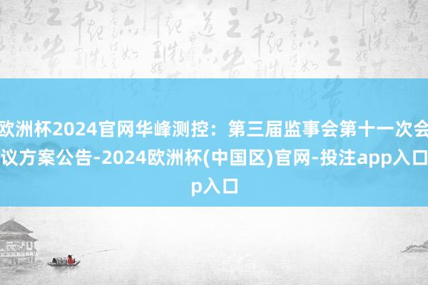 欧洲杯2024官网华峰测控：第三届监事会第十一次会议方案公告-2024欧洲杯(中国区)官网-投注app入口