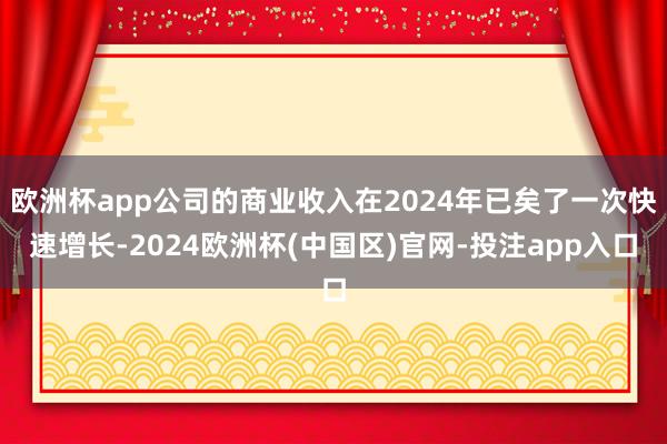 欧洲杯app公司的商业收入在2024年已矣了一次快速增长-2024欧洲杯(中国区)官网-投注app入口